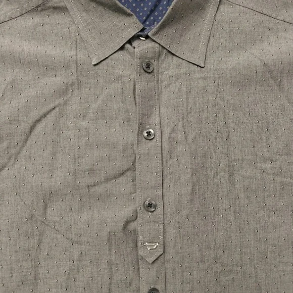 Diesel Mens XXL Gray Micro Dobby Cotton Long Sleeve Button Down Shirt Logo - Picture 5 of 11
